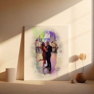 Custom Painting from your Photo, Personalized Engagement Painting Canvas, Custom Couple Portrait, Digital Print on Canvas Ready to Hang