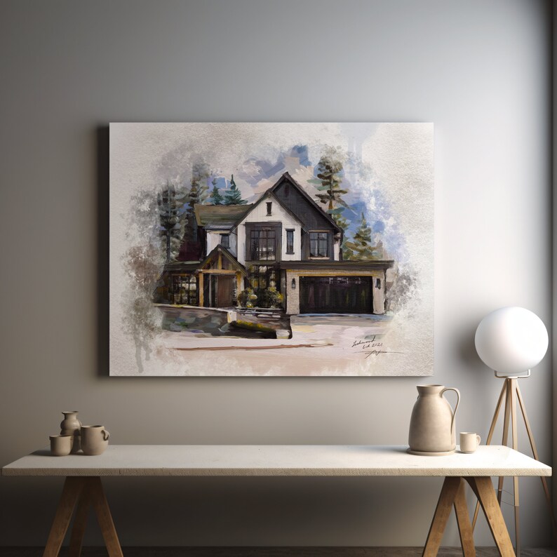 Custom Painting From Your Photo, Personalized House Painting Canvas, Custom Home Portrait