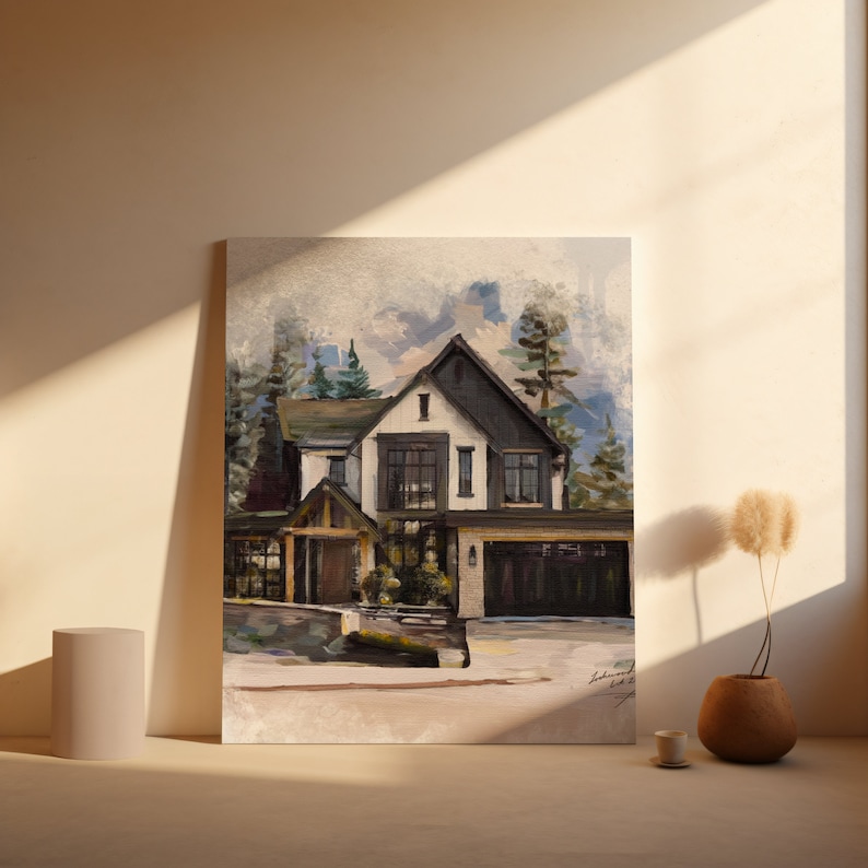 Custom Painting From Your Photo, Personalized House Painting Canvas, Custom Home Portrait