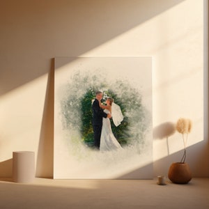 Custom Painting from your Photo, Personalized Wedding Painting Canvas, Custom Marriage Portrait, Digital Print on Canvas Ready to Hang