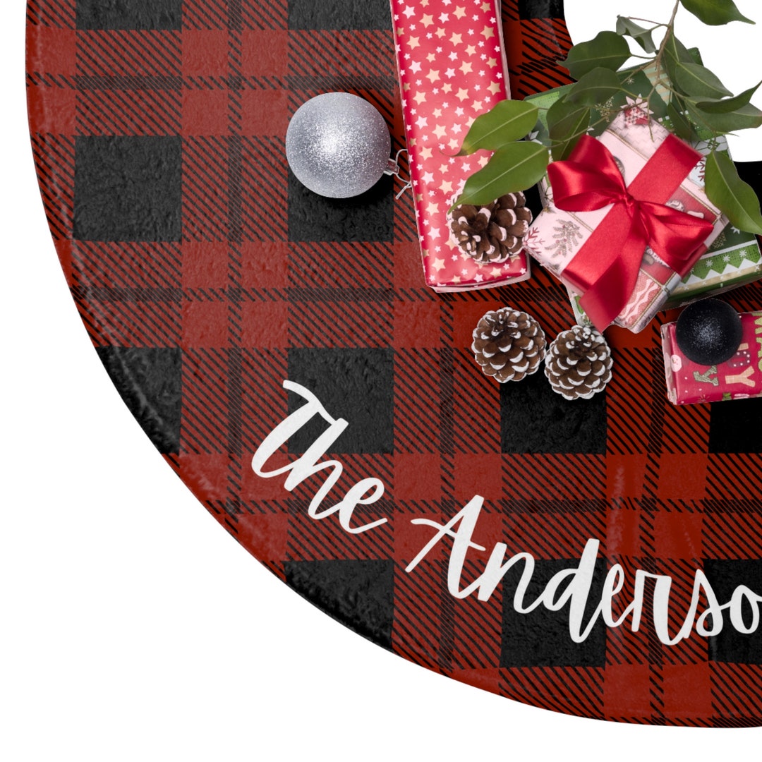 CUSTOM Personalized Christmas Tree Skirt Plaid Tree Skirt Etsy