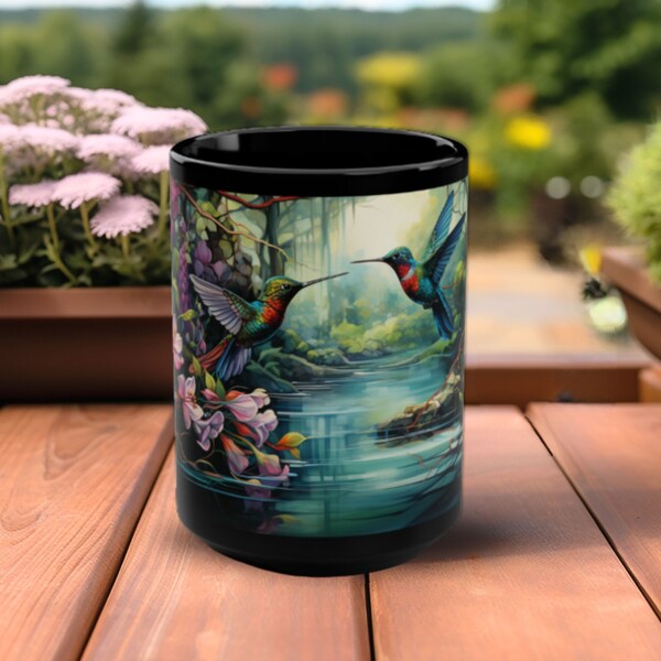 Hummingbird Graphic 15oz Coffee Mug Gift for Bird Watcher Nature Inspired Cup Bird Lover Mug Ornithologist Mug Birder Mug Twitcher Mug