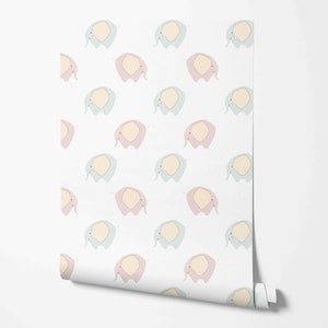 Wild West Wallpaper - Cute Elephants Pattern - Removable Peel and Stick Wallpaper by Wild West - Pre-pasted - Non-pasted Materials