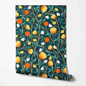 Modern Botanical Wallpaper - Floral Vines Pattern - Removable Peel & Stick Wallpaper by Wild West - Pre-pasted - Non-pasted Materials