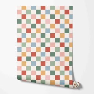 Retro Checker Wallpaper - Geometric Pattern - Removable Peel and Stick Wallpaper by Wild West - Pre-pasted - Non-pasted Materials