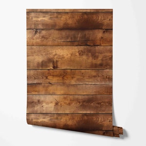 Papel pintado del Salvaje Oeste - Patrón de aspecto de madera teñida - Revestimiento de pared extraíble Peel & Stick de Wild West - Prepegado - Materiales no pegados