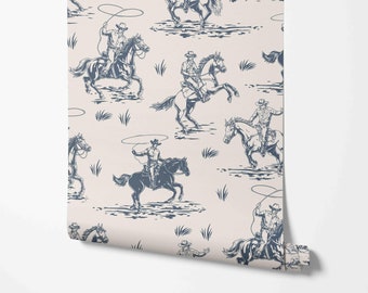 Wild West Wallpaper - Cowboy Horse Rides - Removable Peel & Stick Wallcovering by Wild West - Pre-pasted - Non-pasted Materials