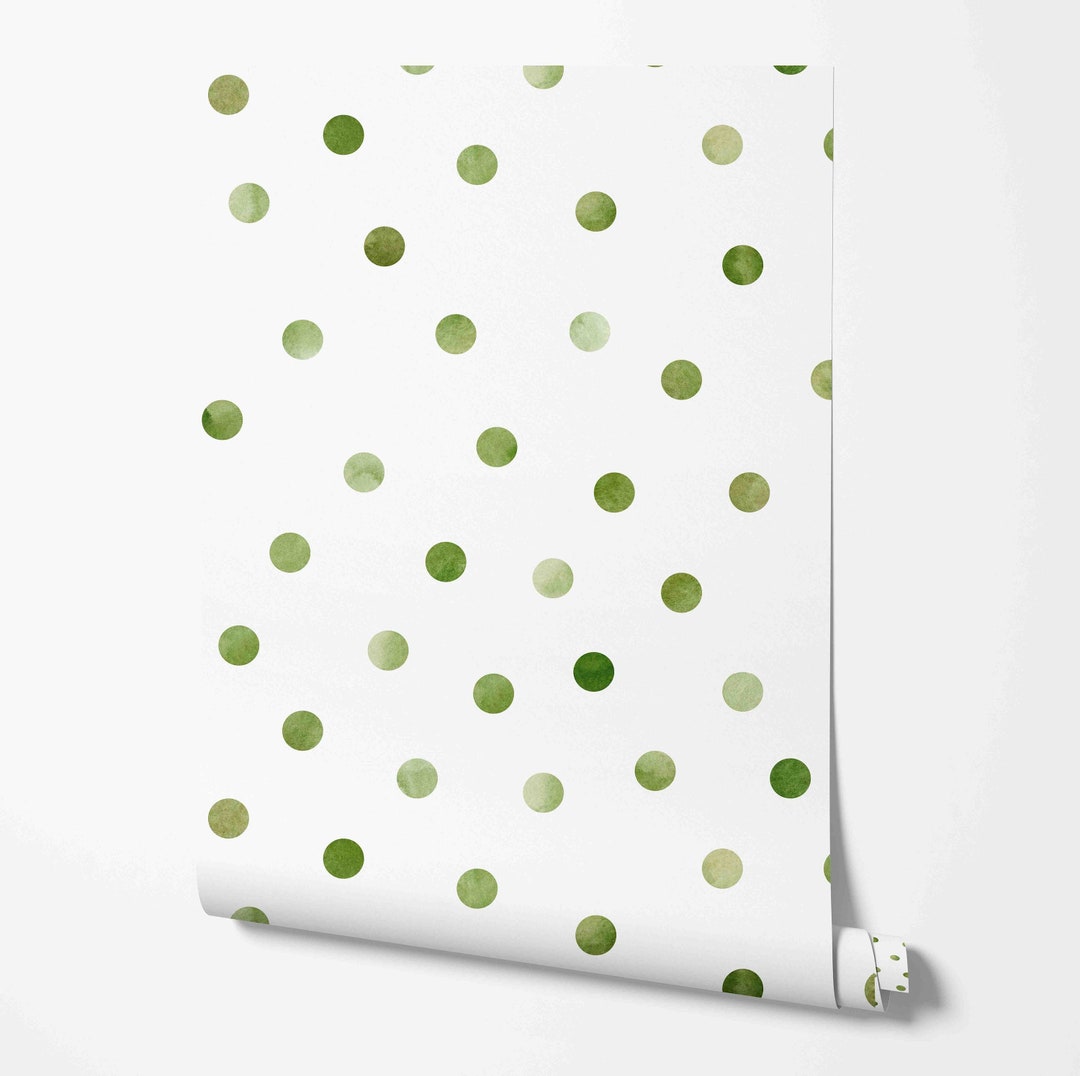 Green Dots Pattern Wallpaper - Removable Peel & Stick Wallpaper by Wild ...