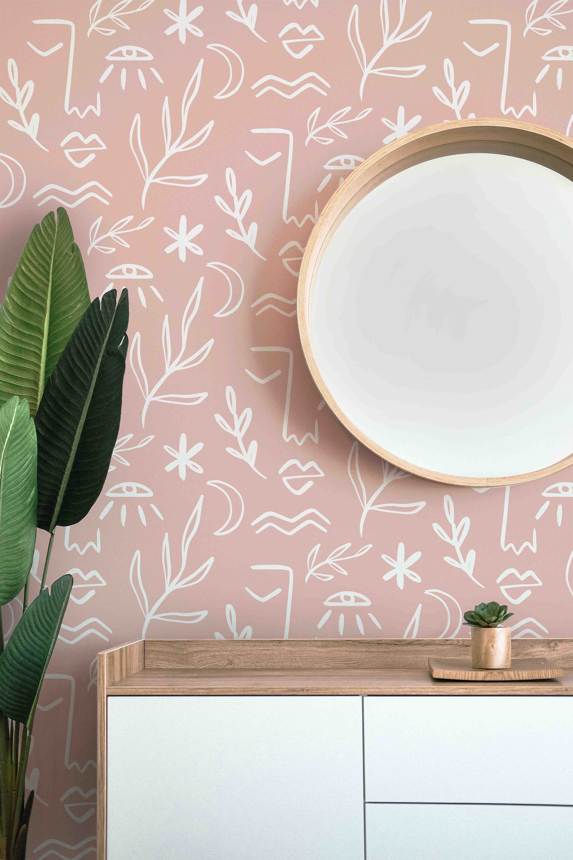 Pink Wall Patterns Buy Abstract Shapes Wallpaper - Pink Pattern - Removable Peel & Stick ...