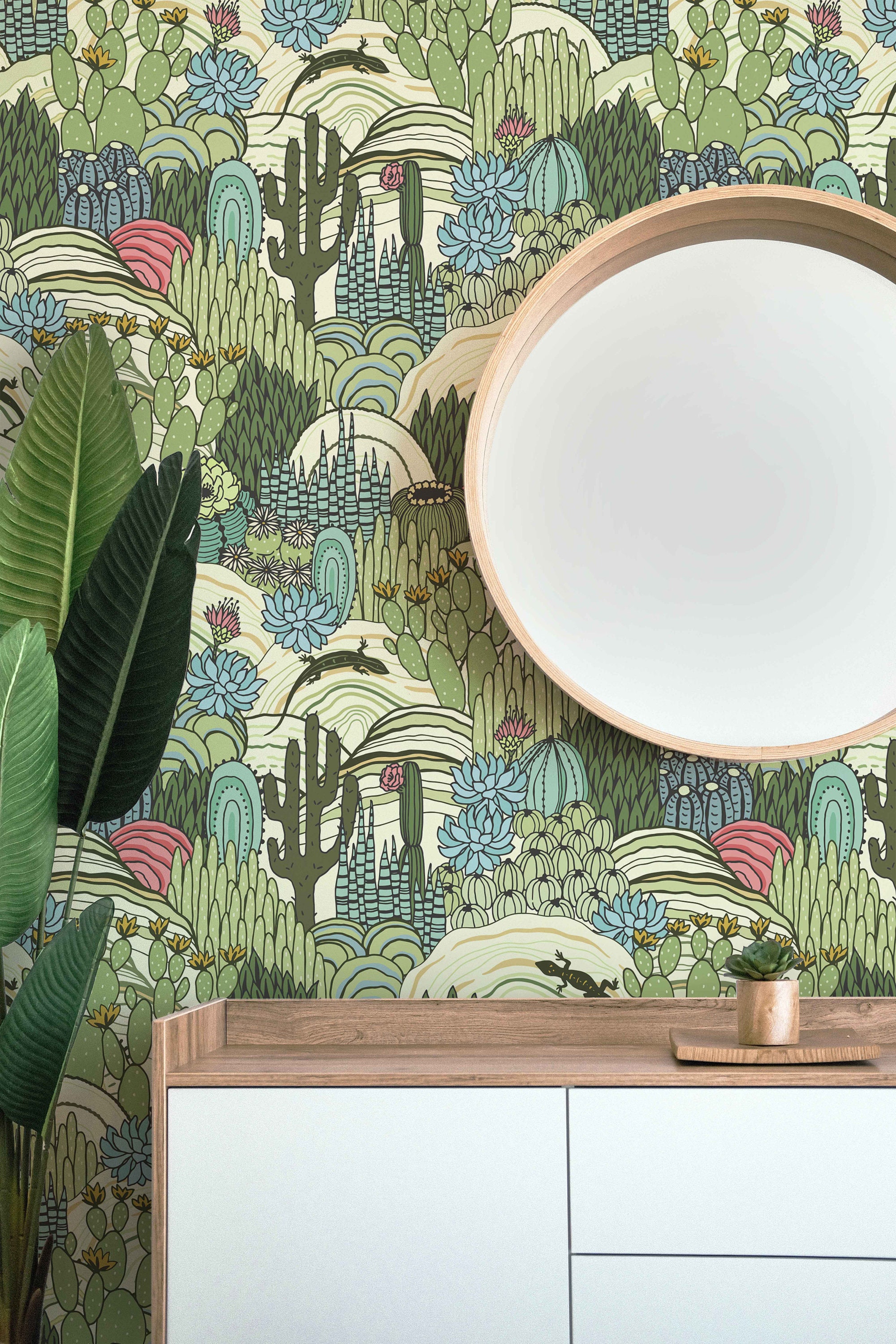 Wild West Wallpaper Desert Cactus Pattern Removable Peel and Stick ...
