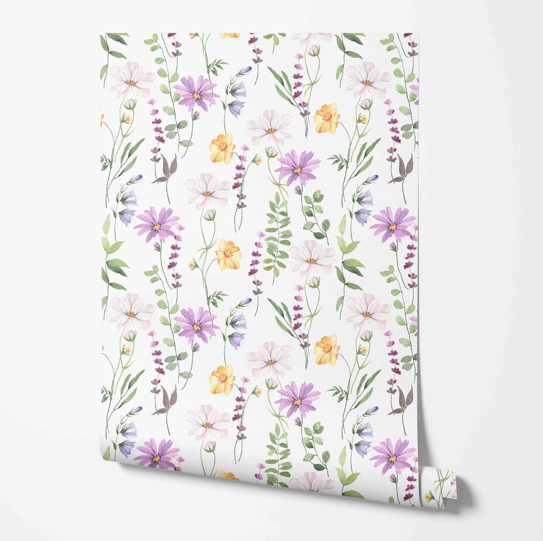 Floral Wallpaper - Wildflower Pattern - Removable Peel and Stick ...
