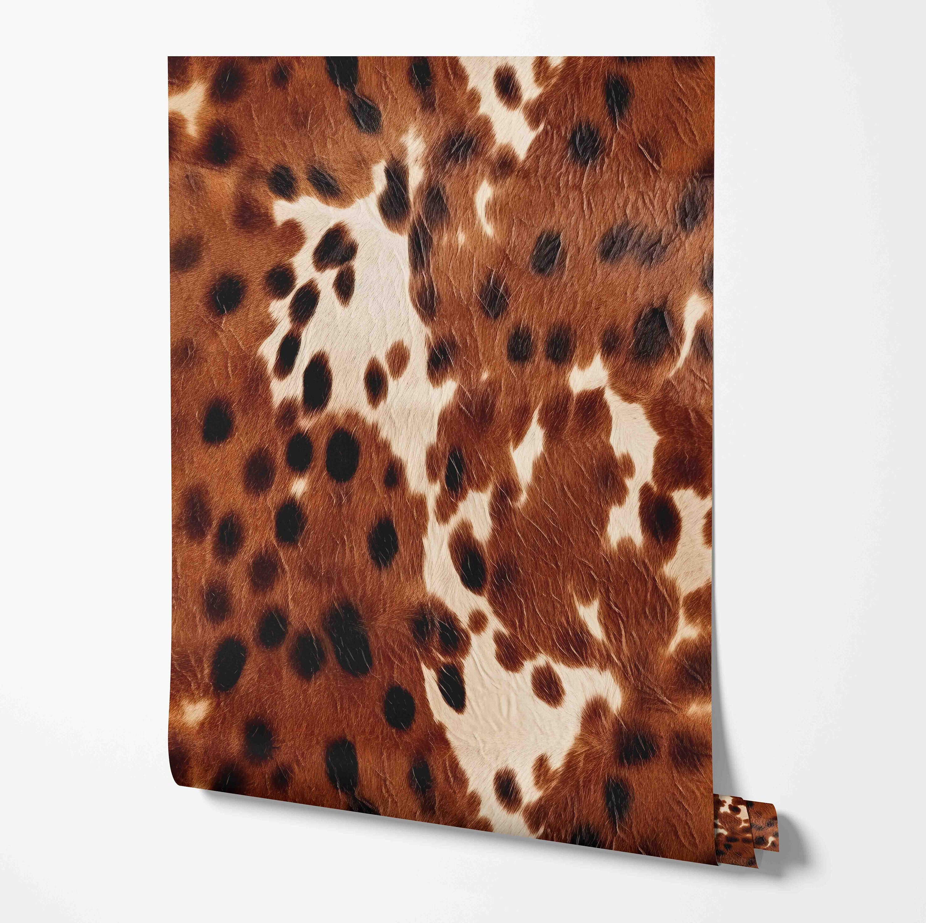 Wild West Wallpaper - Western Cowskin Pattern - Removable Peel & Stick Wallcovering by Wild West - Pre-pasted - Non-pasted Materials