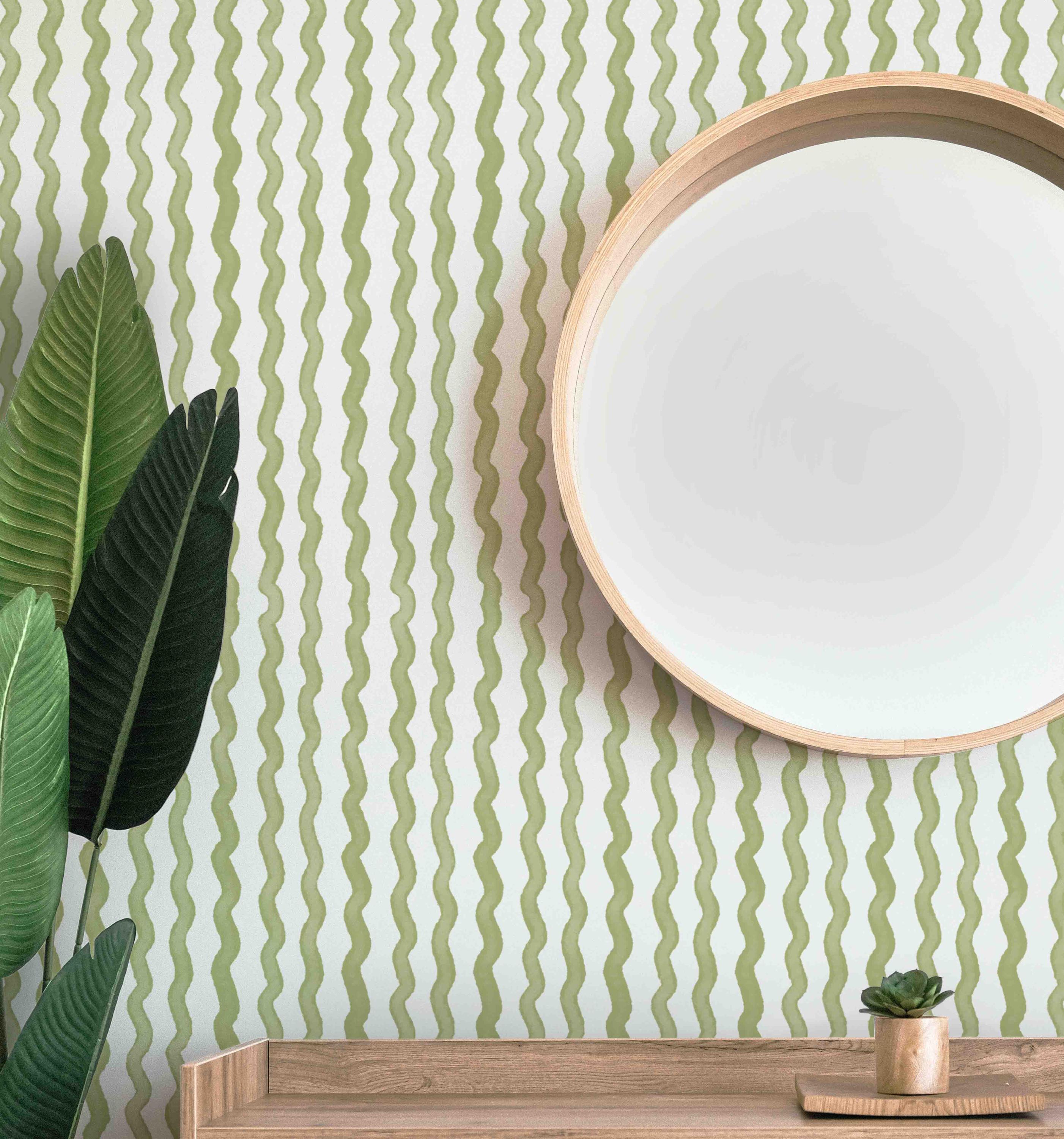 Wavy Watercolor Stripes Wallcovering - Removable Peel & Stick Wallpaper ...