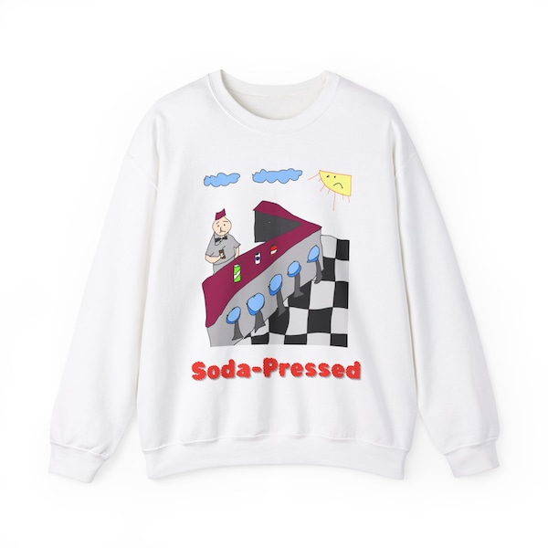 Soda pressata, Soda Jerk, depresso, Soda Shop, Felpa divertente, Divertente, Disegnata male, Camicia da disegno cattivo, Unisex