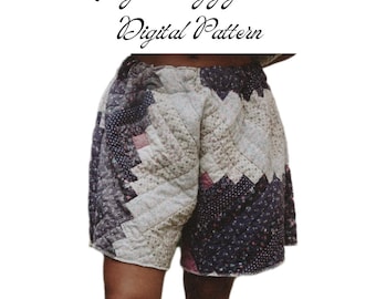 Mary Baggy Shorts - Instant download Svg- Quilted shorts Svg- pattern Svg - quilted Svg