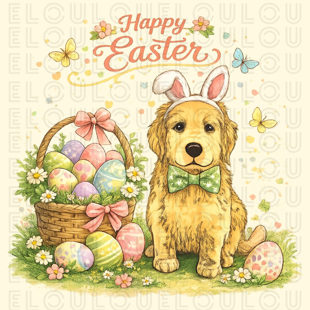 Easter Puppy PNG Golden Puppy Sublimation | Printable Digital Download ...