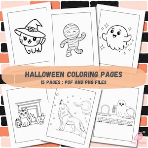 Simple Halloween Coloring Pages - Big, Bold, Easy Printable PDF, PNG for Kids & Adults - Halloween Activity Sheets, Halloween Coloring Book