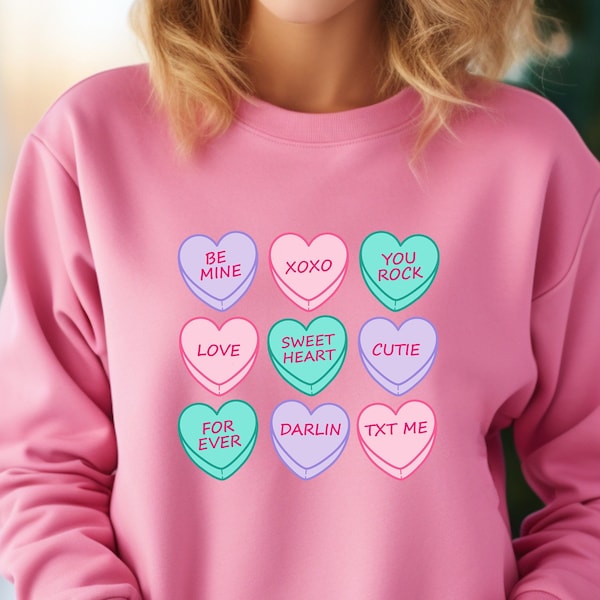 Candy Hearts T-Shirt, Valentines Shirts for Women and Girl, Gift Mom and Daughter Valentines Day Gift valentine shirt, Mommy and Me Outfits