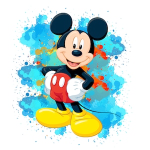 Mickey mouse watercolour background, Mickey mouse png clipart, Mickey splash, instant download