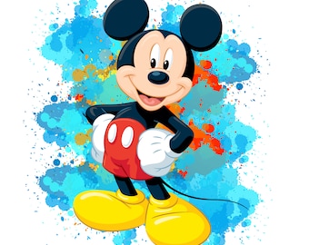 Mickey mouse watercolour background, Mickey mouse png clipart, Mickey splash, instant download