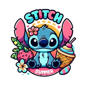 stitch summer design, stitch png clipart, cute stitch holiday, lilo and stitch character, instant download