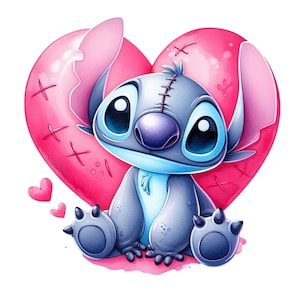 stitch png clipart, stitch love design, stitch heart, lilo and stitch character, instant download