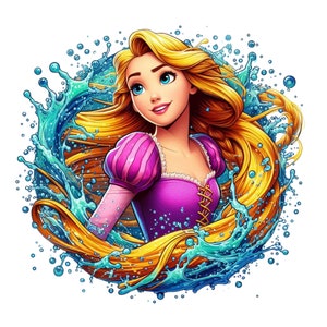 Rapunzel png clipart, Princess rapunzel splash design, tangled png, tangled princess,instant download