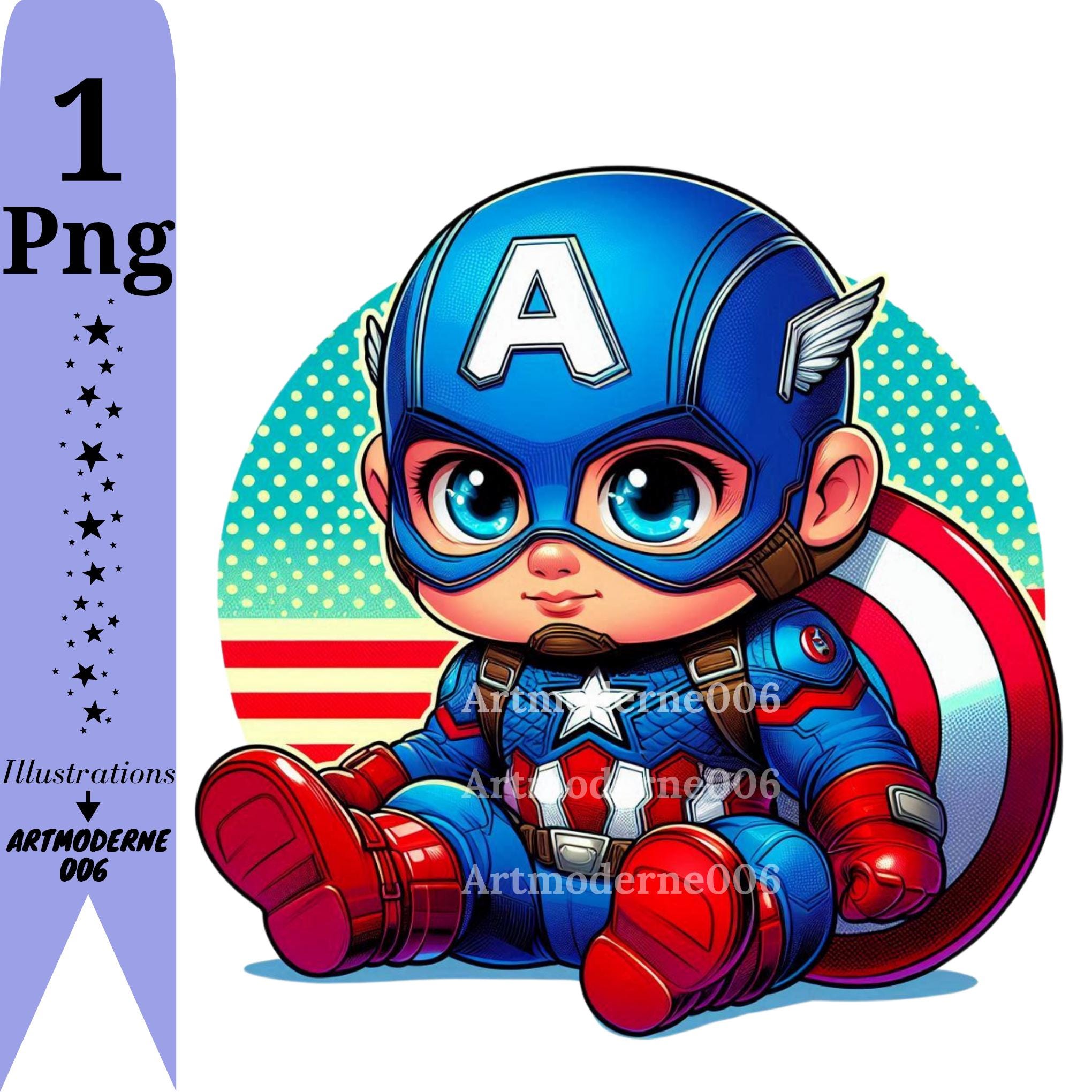 キャプテン・アメリカのPNGクリップアート、かわいいキャプテン