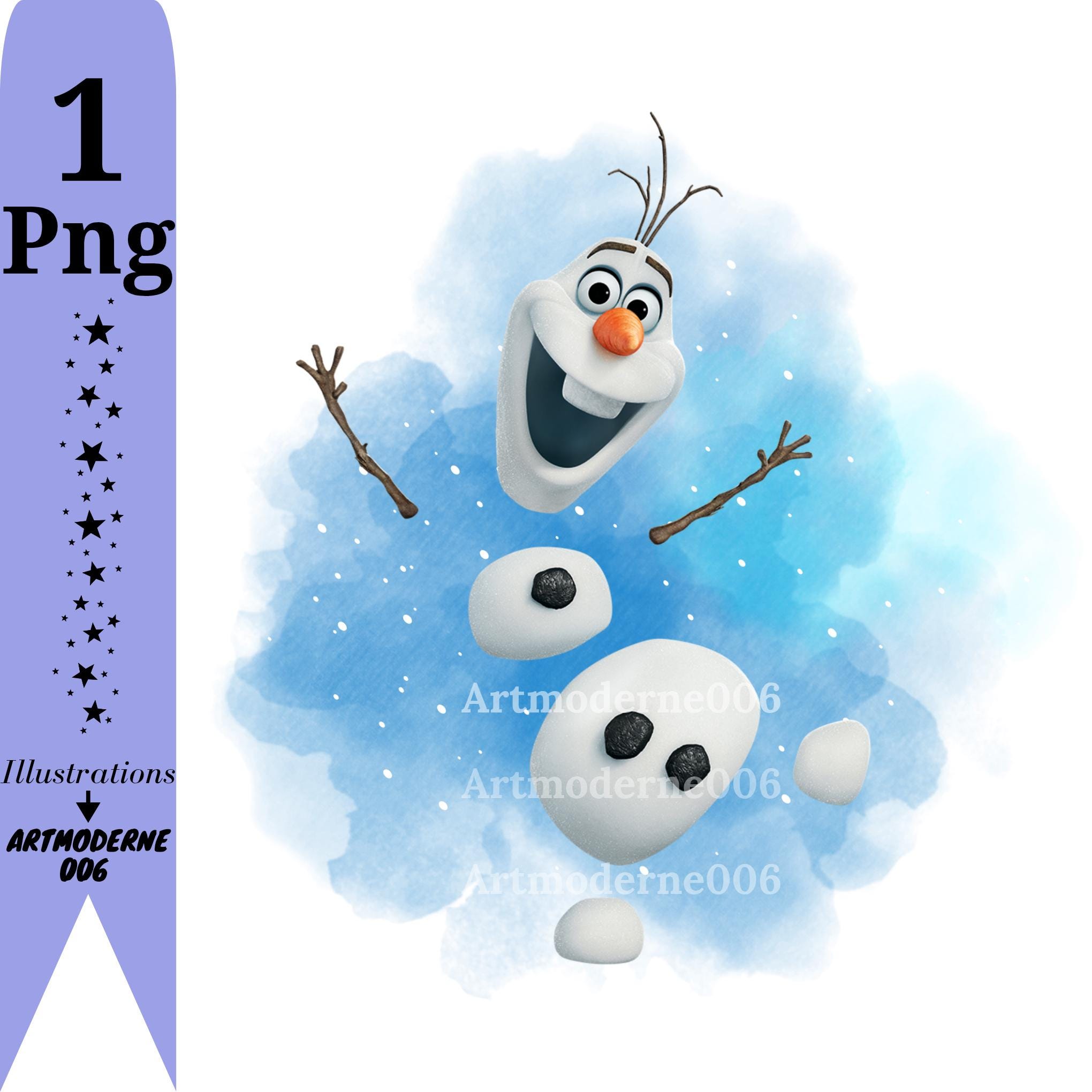 アナと雪の女王のオラフの水彩画の背景、オラフのPNGクリップアート