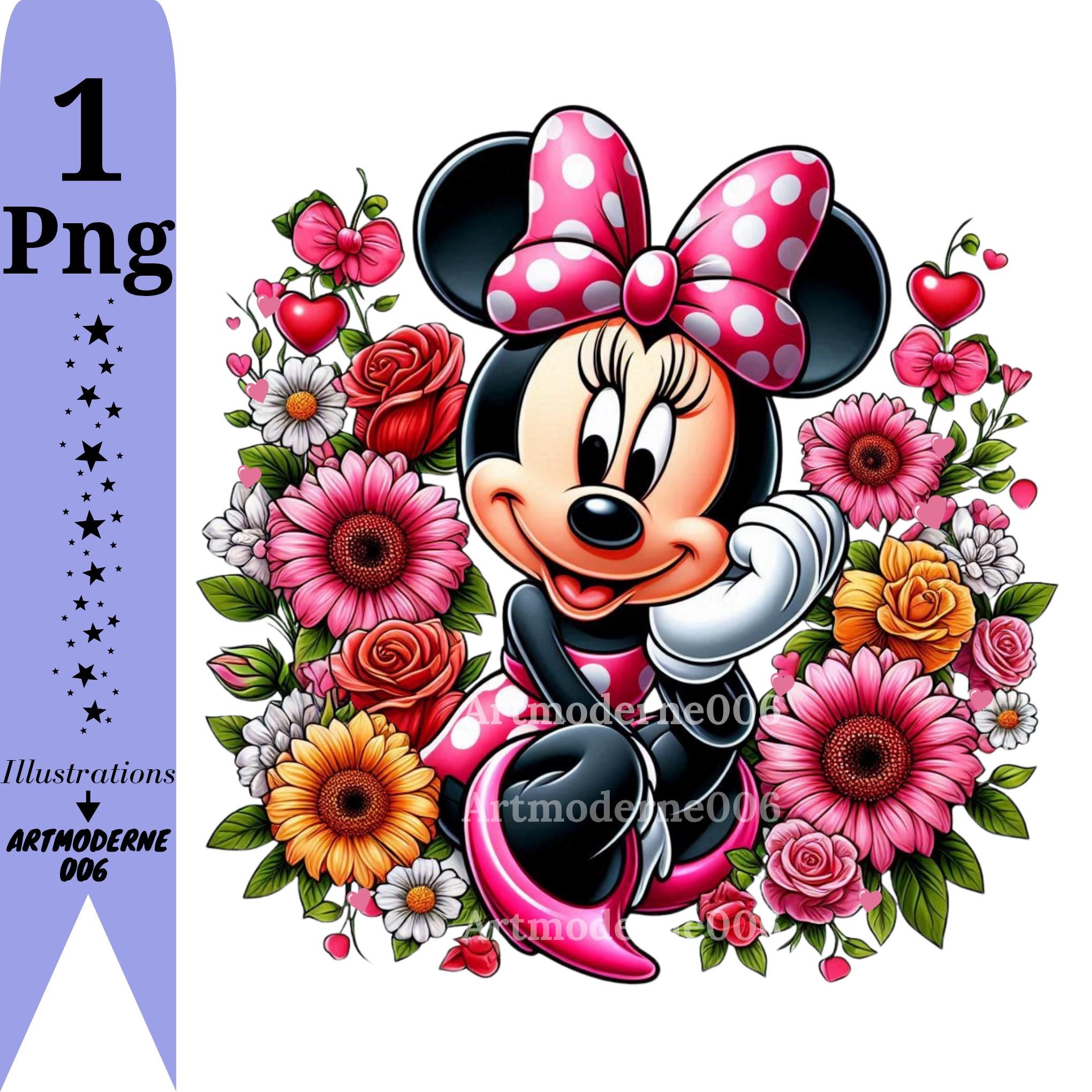 ミニーマウスのフローラルデザイン、ミニーマウスのPNGクリップアート