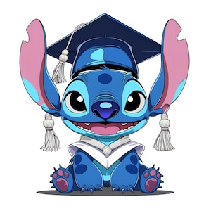 stitch graduation design, stitch png clipart, stitch student, lilo and stitch character, instant download