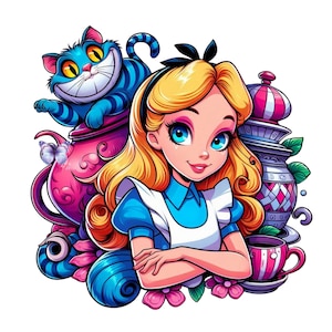 Alice in wonderland png clipart, Alice png, cheshire cat, instant download