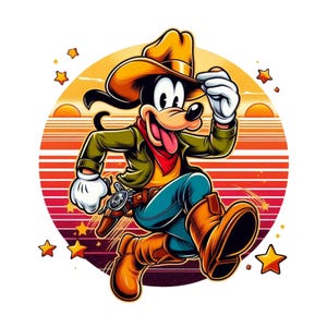 Goofy png clipart, Goofy cowboy design, mickey mouse friends, cute dog, instant download