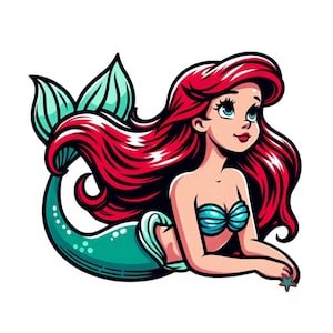 The little mermaid png clipart, Princess ariel shirt design, Princess png, ariel png, instant download
