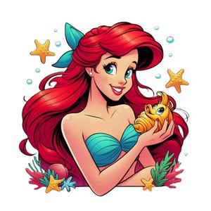The little mermaid png clipart, Princess ariel cute image, Princess ariel png, ariel png, instant download