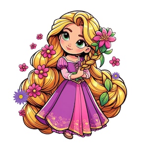 Cute rapunzel png clipart, Princess rapunzel png design, little rapunzel, tangled png, instant download