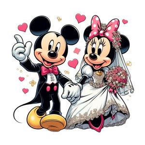 Micky und Minnie Maus Hochzeit, Micky Maus png Clipart, Minnie Maus png, süßer Micky und Minnie, sofort Download