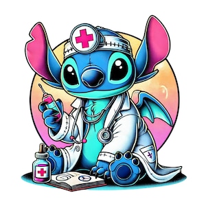 stitch doctor design, stitch png clipart, doctor stitch, cute stitch image, lilo and stitch character, instant download