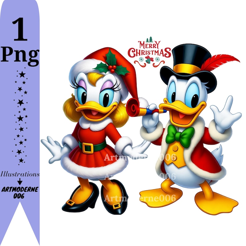 Donald Duck and Daisy Duck Png Clipart, Christmas Design, Donald Duck ...