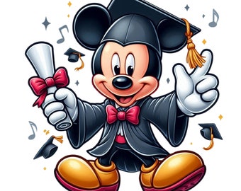 Mickey mouse graduation design, Mickey mouse png clipart, Mickey graduate, Mickey school, instant download