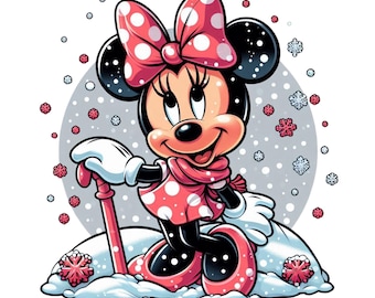 Minnie mouse png clipart, minnie mouse snow design, cute minnie mouse image, instant download