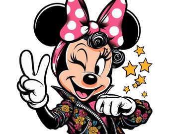 Imágenes prediseñadas de Minnie Mouse, victoria de Minnie Mouse, símbolo de la paz de Minnie Mouse, linda imagen de Minnie Mouse, descarga instantánea