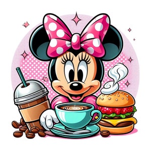 minnie mouse png clipart, minnie mouse coffee, minnie mouse eat, instant download