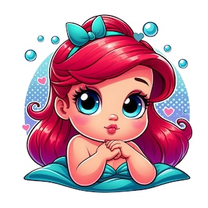 The little mermaid png clipart, baby princess ariel, Princess png, ariel png, instant download