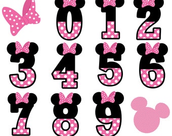Minnie mouse birthday number, minnie mouse png number, baby shower, happy birthday number, instant download