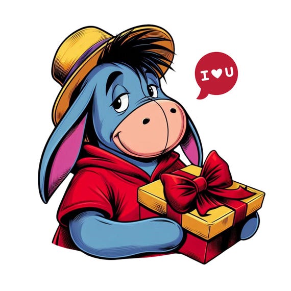 Winnie the Pooh Eeyore Love Design, Eeyore Png Clipart, Winnie the