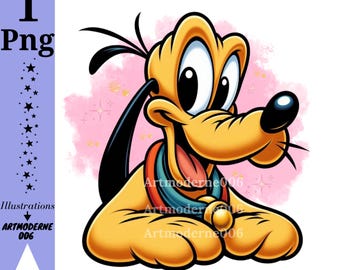 Pluto aquarel achtergrond, pluto png clipart, schattige hond pluto, Mickey mouse pluto, instant download