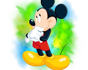 Mickey mouse watercolor background, Mickey mouse png clipart, Mickey birthday, instant download