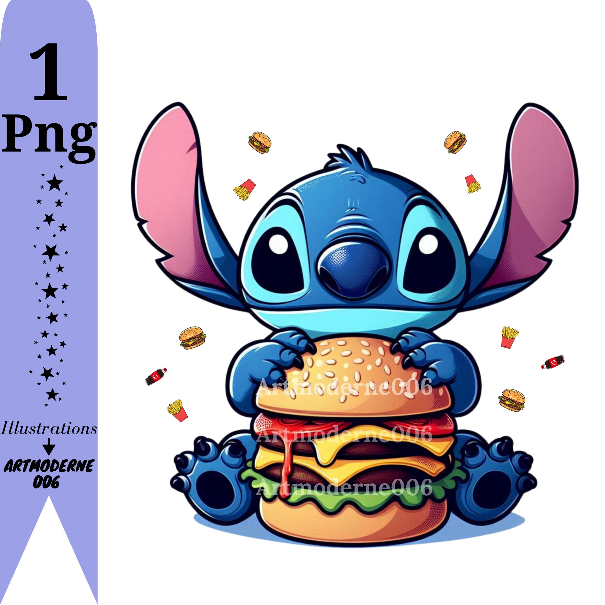 スティッチのハンバーガーのデザイン、スティッチのPNGクリップアート