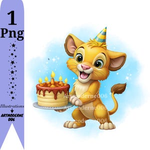 Simba png clipart, cute simba birthday, the lion King, instant download